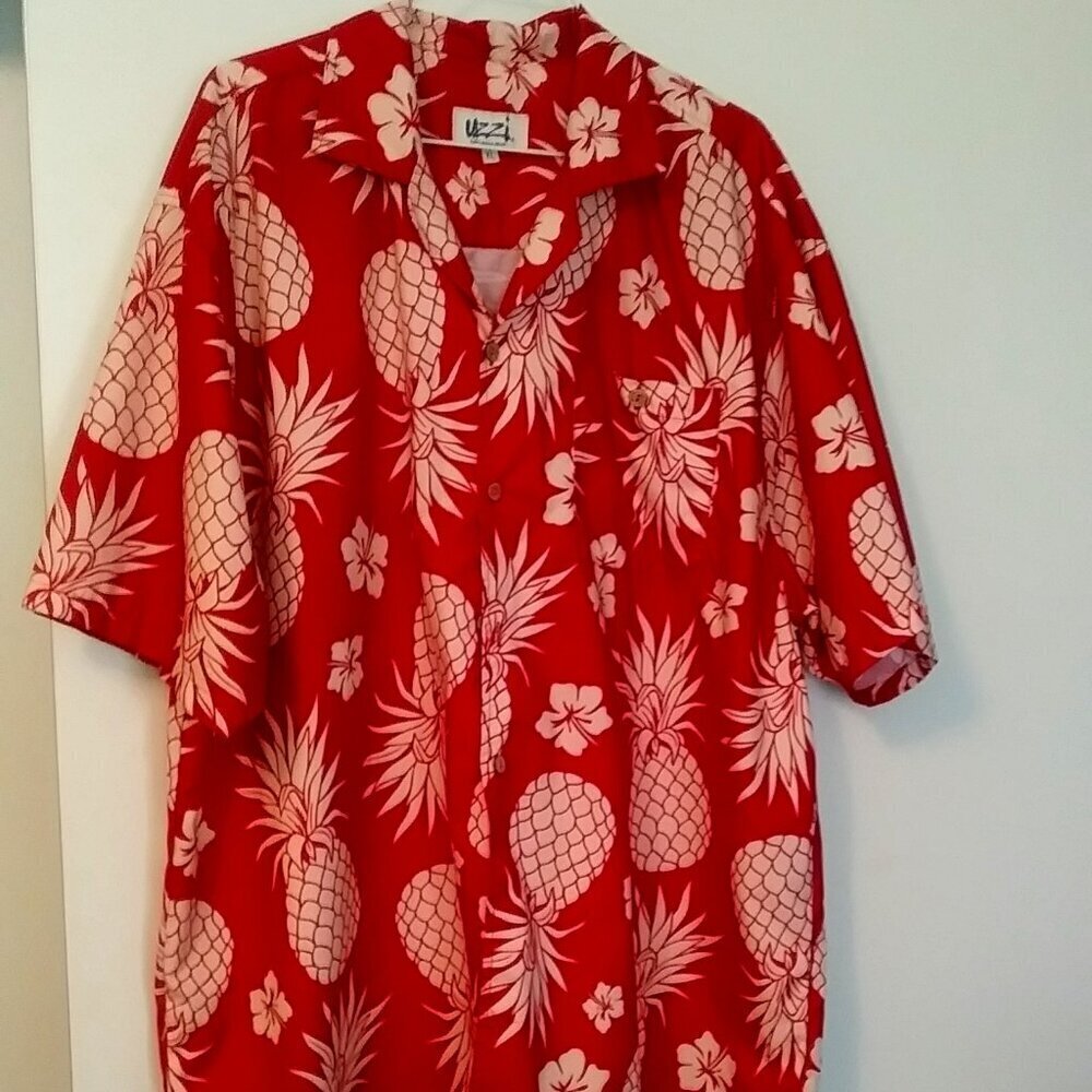 Uzzi Amphibious Gear Men's Hawaiian Shirt  | Surfer shirt | Size XL | Red White